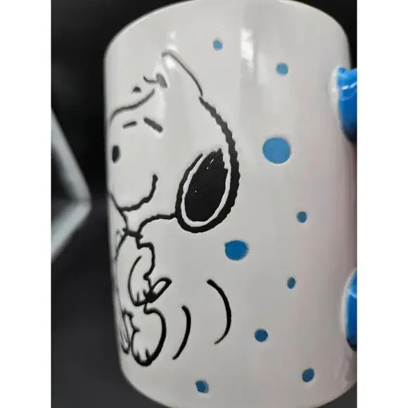 NWT Peanuts Snoopy Stoneware Mug Sky Blue & White 17 Oz - Picture 4 of 8